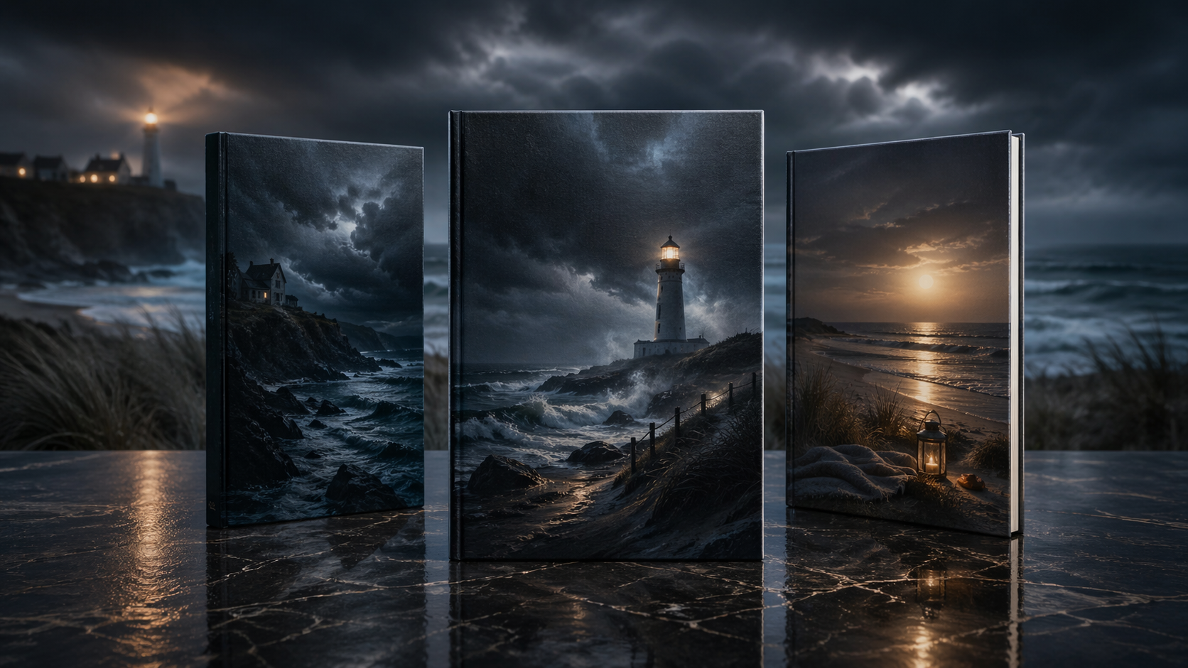 Premium Nordsee ebook marketing image with three ebook mockups for Ebokio