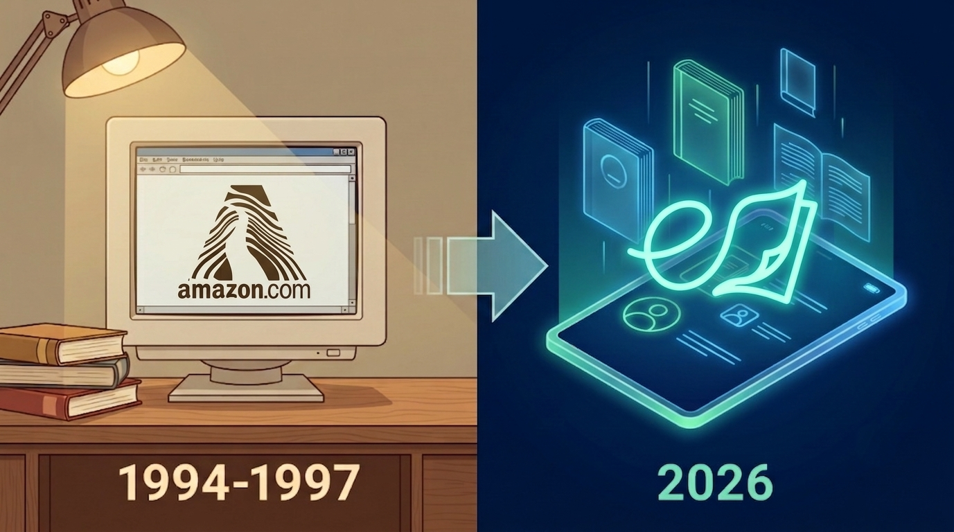 Comparing Amazon’s early book business with Ebokio: features, author terms and reader experience